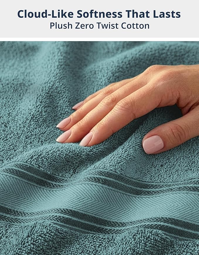 LANE LINEN Luxury Bath Towels Set - 6 Piece, 100% Cotton, Zero Twist, Quick Dry, Absorbent, Super Soft 2 Bath Towels, 2 Hand Towels, 2 Wash Cloths: Teal