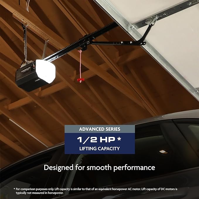 Chamberlain Chain Drive myQ Garage Door Opener, 1/2 HP w/Battery Backup | Heavy duty, myQ compatible, Quiet performance, Includes: 2 remotes, wall control & safety sensors, 5-year motor warranty
