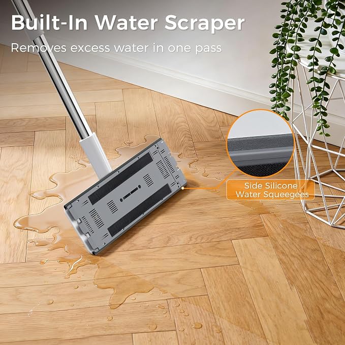 Flat Mop and Bucket Set with Wringer, Hands-Free Floor Mop System | Detachable Stackable Bucket, Hands-Free Wringing, Wet & Dry Microfiber Pads, Wall & Floor Cleaning