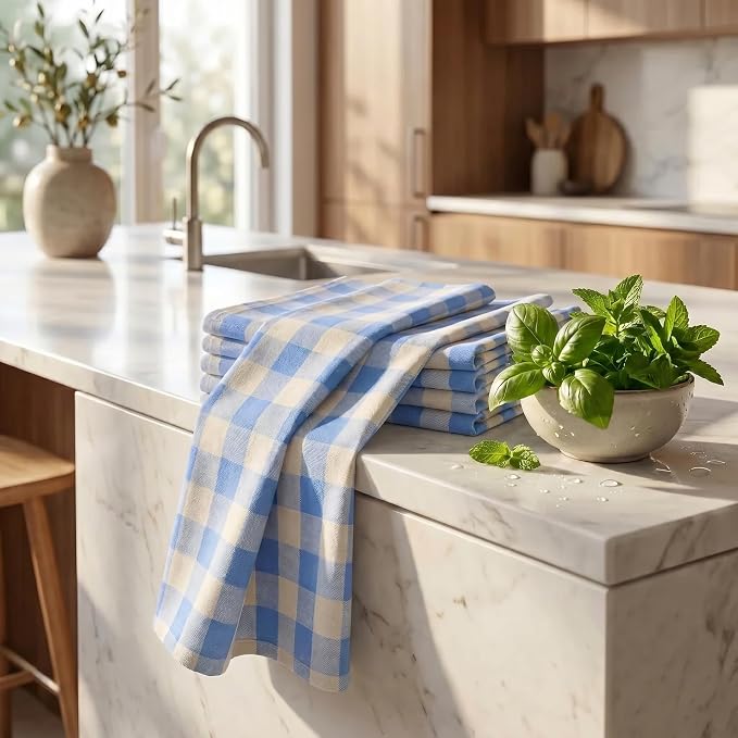 Urban Villa Kitchen Towels Cotton Dish Towels 20”x30” (Set of 6) Bluesand