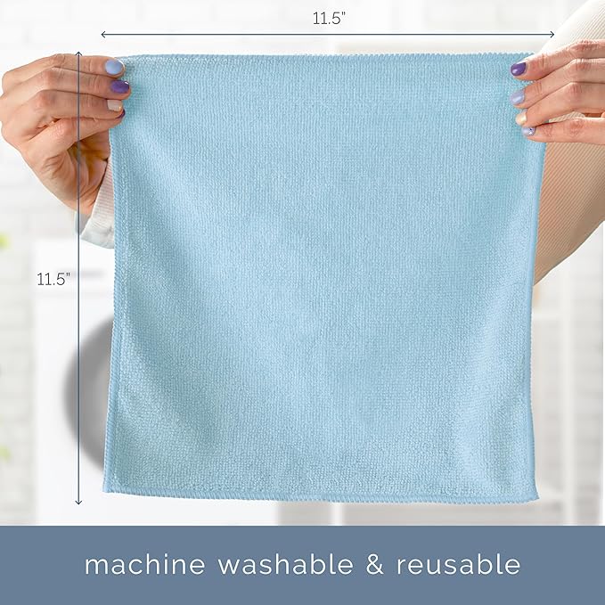 S&T INC. 50 Pack of Microfiber Cleaning Cloth, Bulk Microfiber Towel for Home, Reusable and Lint Free Cloth Towels for Car
