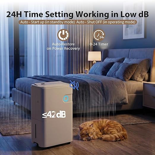 80Pints Dehumidifier with Drain Hose, 5,500 Sq.Ft Dehumidifier for Basement, 5L/1.32 Gallon Tank, Energy Star Cert. 42dB, Humidity Display Ring, Humidity Remover for Home, Bedroom & Bathroom