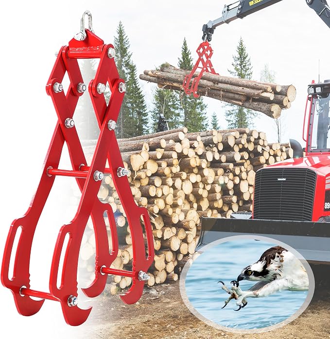 GarveeLife 36 in Log Lifting Tongs with 4 Claw Timber, Heavy Duty Logging Grabbler, Anti-Slip Wooden Tongs, Steel Log Lifting Tongs for Tractors, Skidders, Firewood, Lumber Skidding Grabber | Anti-Slip Wooden Tongs, Steel Log Lifting Tongs for Tractors...