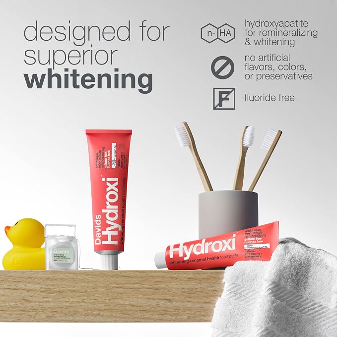 Davids Nano Hydroxyapatite Whitening Antiplaque Strawberry Watermelon 4oz | SLS Free, Promotes Enamel Health, Kid-Friendly Flavor, Made in USA, Davids Hydroxi Collection Toothpaste
