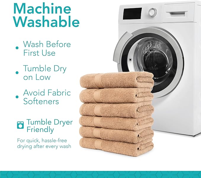 Pleasant Home Bath Towels Set of 6 (24” x 50”) 100% Cotton, 515 GSM | Lightweight, Soft & Highly Absorbent Luxury Towels for Bathroom | for Gym, Pool & Spa | 6 Pack, Mocha