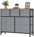 OLIXIS 7 Drawer Dresser for Bedroom, Tall Fabric Storage Tower with Sturdy Steel Frame and Wooden Top, Large Dresser for Living Room Entryway with Easy Pull Fabric Bins, Gray Blue
