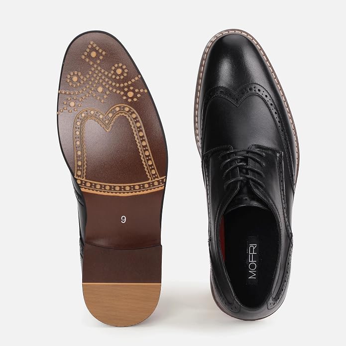 Mens Classic Cap Toe Dress Shoes Oxford for Office | Polished PU Outer Shell,Ventilated Comfortable Latex Insole. Formal Footwear Suited for Office Engagements ,Outings,Weddings