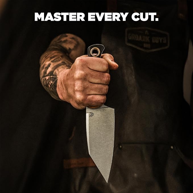 Benchmade Station Knife Kitchen Knife, CPM-154 Steel Blade (4010-02) | Maple Vally and Black Richlite / G10 handle, Clip-Point blade