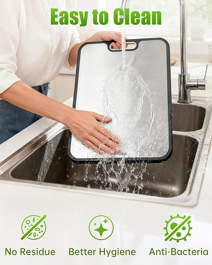 Titanium Cutting Board for Kitchen 16" x 11", 2-in-1 Non-Slip | Titanium/PP Chopping Board For Kitchen – Safe & Odor-Free, with Juice Groove & Spice Grinder, Large Surface, Easy to Clean