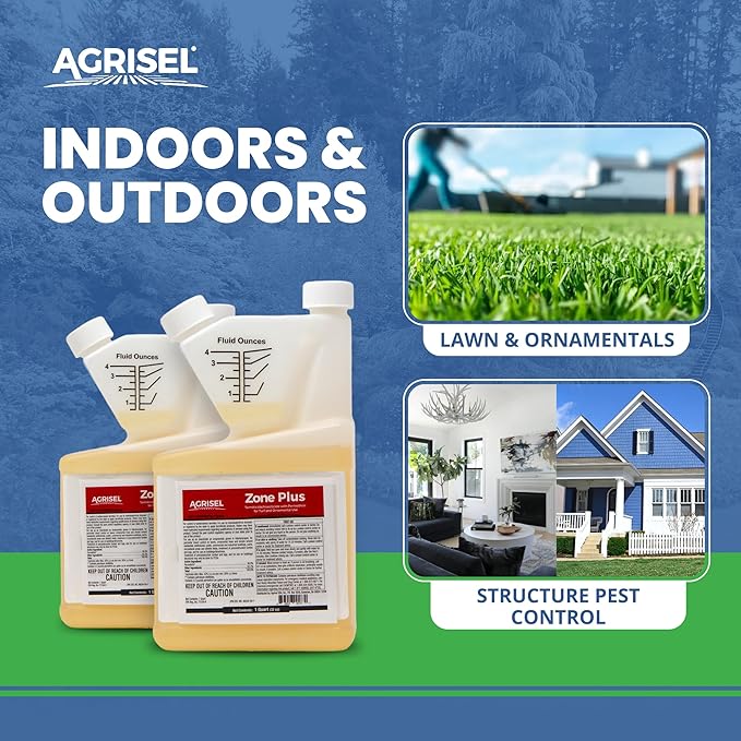 Agrisel Zone Plus Insect & Pest Control, Broad Spectrum, for Indoor & Outdoor, Effective Against 100 Pests, Eco-Friendly, 32 Ounce