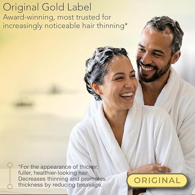 PURA D'OR Anti-Thinning Biotin Shampoo and Conditioner, CLINICALLY TESTED Effective Results, Herbal Blend Thickening Products For Women & Men, Original Gold Label Set, Natural Earthy Scent, 16oz x2 | Deep Moisturizing