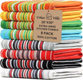 Urban Villa Kitchen Towels 100% Cotton Dish Towels for Kitchen(Set of 8)20”x30” Dish Cloths Highly Absorbent Kitchen Linen Set with Hanging Loop Perfect for Drying Dishes Cleaning Towels -Multicolor
