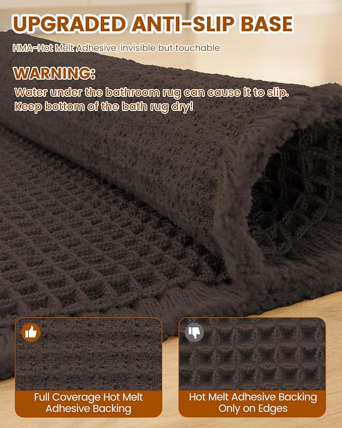 Smiry Waffle Bath Mat 36x24, Extra Soft Absorbent Bathroom Rugs, Non Slip Machine Washable Quick Dry Bath Rugs for Bathroom Floor, Tub, Shower, Home Decor Accessories, Chocolate