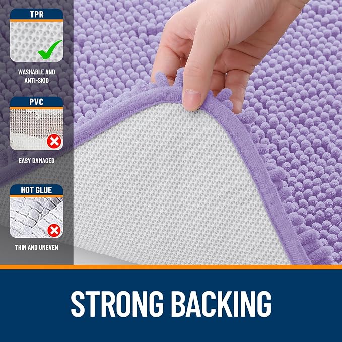 OLANLY Large Bathroom Rugs 40x32, Extra Soft Absorbent Chenille Bath Rugs, Rubber Backing Quick Dry, Machine Washable Bath Mats for Bathroom Floor, Tub and Shower, Home Decor Accessories, Lavender