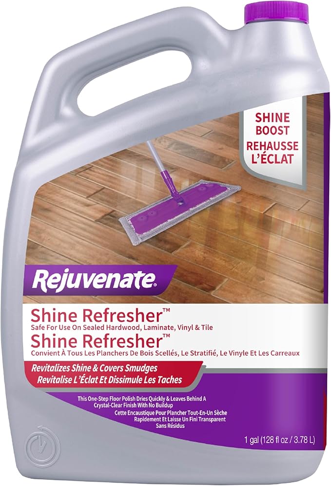 Rejuvenate Shine Refresher Floor Polish Covers Smudges, Protects And Boosts Shine On Sealed Hardwood, Laminate, Vinyl And Tile, 1 Gallon