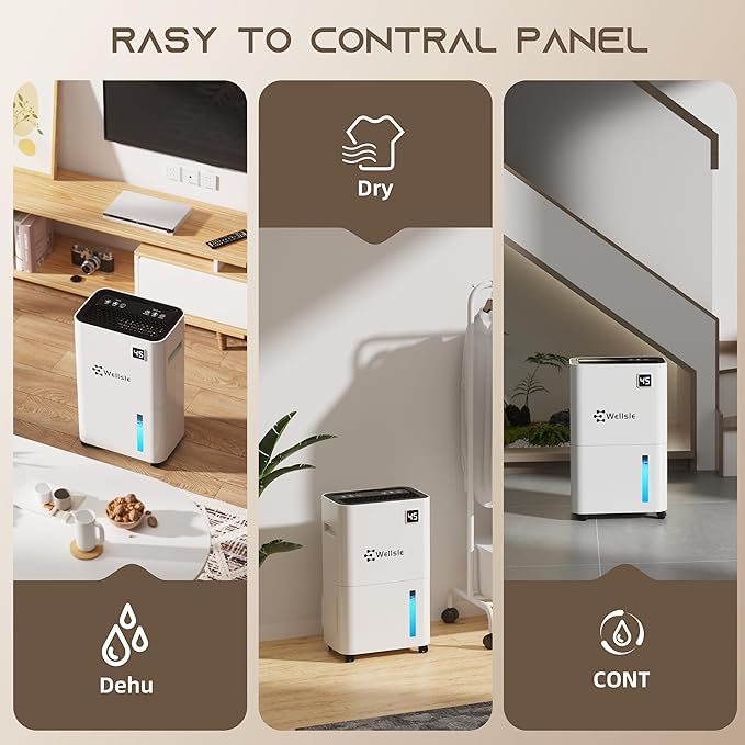3500 Sq.Ft Dehumidifier, 50 Pint Dehumidifiers for Home and Basement with Drain Hose, Ultra-Quiet Bedroom Dehumidifier, Intelligent Humidity Control, 24 Hours Timer.