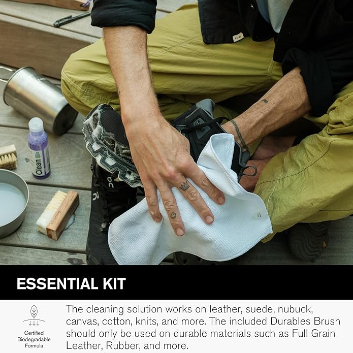 Jason Markk Suede Essentials Bundle, 4-Piece Shoe & Sneaker Care Set, 4oz Deep Cleaning Solution, Two Brushes, & Suede Stain Eraser, Safe for Leather, Nubuck, Cotton, Knits, and More
