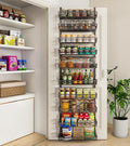 Mefirt 10-Tier Over The Door Pantry Organizer, Pantry Organization and Storage, Black Metal Hanging Adjustable Basket, Wall Spice Rack Seasoning Shelves, Home & Kitchen Essentials