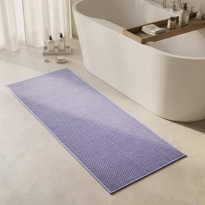 Triohero Bathroom Runner Rug, Long Bath Mat Washable Thin Quick Dry Low Pile Bathroom Runner Rugs 24 x 60 Non Slip, Lavender 24"x60"