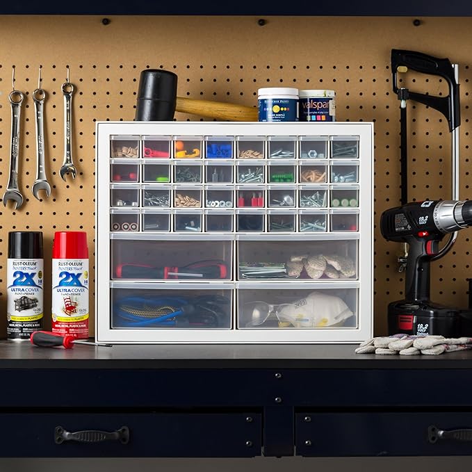 IRIS USA 36-Drawer Storage Cabinet, Made in USA, Small Parts Storage Craft Organizer, Tool Chest, Hardware, Electronics, Screws, Nuts & Bolts, Garage & Workshop Storage, Teacher Toolbox, White