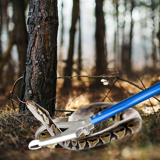 IC ICLOVER 52 Inch Professional Aluminum Alloy Snake Tongs, Standard Size | Wide Jaw & Lock Machanism & Comfort Grip Handle， Reptile Rescue Grabber Rattle Snake Control Catcher Removal Handling Tool