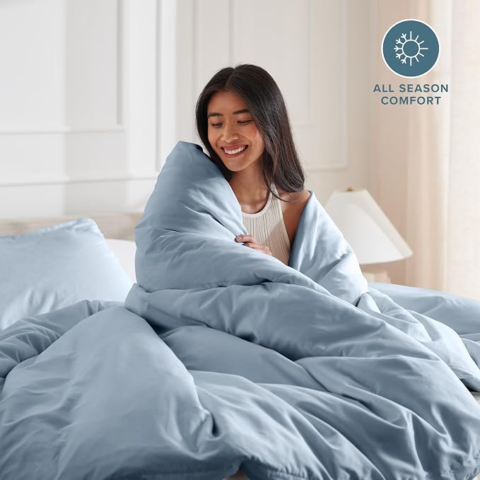 Bare Home Bedding Duvet Cover King Size - Premium 1800 Super Soft Collection - Lightweight, Cooling - Soft Breathable Bedding Duvet Cover (King, Dusty Blue)