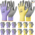 toolant Crinkle Latex Work Gloves Bulk, Rubber Coated Safety Work Gloves for Men and Women, 12 Pairs for Construction, Gardening, Warehouse (Purple & Yellow, Large)