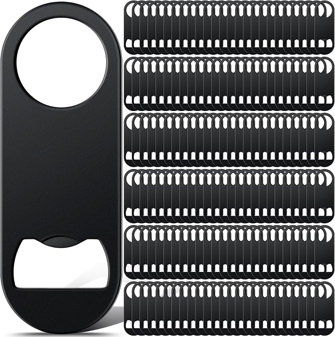 Bottle Openers Stainless Steel Flat Bottle Opener Bulk 3.4 x 1.3 Inches Bartender Beer Key Soda Can Mini Speed for Kitchen, Bar or Restaurant(Black,150 Pcs)