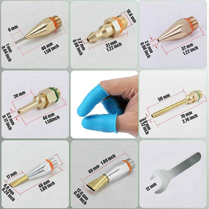 MONVICT Hot Melt Glue Gun with 7 Copper Nozzles, Heavy Duty | 3 Silicone Finger Covers, 12 Glue Sticks Dual Temperature Switching, Corded Detachable Cord Use for Art DIY Craft repair