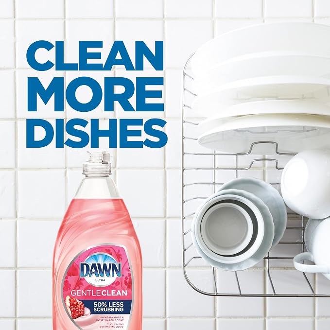 Dawn Ultra Gentle Clean Dishwashing Liquid Dish Soap, Pomegranate & Rose Water Scent, 24 fl oz