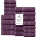 Villa Celestia 18-Piece 100% Cotton Towel Set, 4 Bath Towels, 6 Hand Towels, 8 Wash Cloth, Quick-Dry, Burgandy