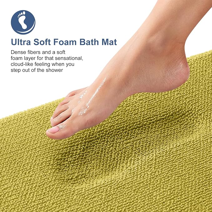 OLANLY Memory Foam Small Bathroom Rugs 24x16, Absorbent Mat, Deep Mustard | Soft Quick Dry Bath Mat Rugs, Non-Slip, Machine Washable Mat for Bathroom Floor, Tub and Shower, Home Decor Accessories