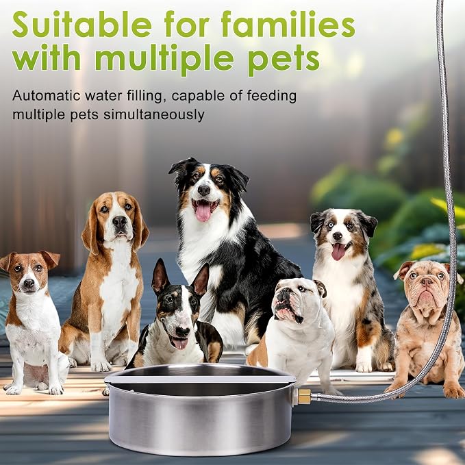 Automatic Dog Water Bowl Dispenser Outdoor Pet Water Fountain | Heavy-Duty Stainless Steel, Auto Refill Design with Float Valve, 6.5L Auto Waterer for Large Dogs, Cats and Chicken