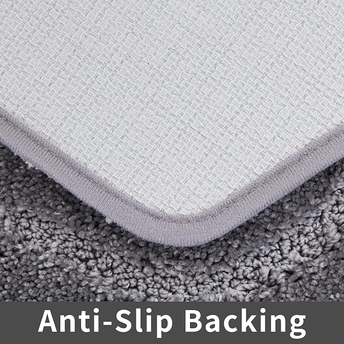COSY HOMEER Extra Thick Bath Linen Sets Rugs for Bathroom - Anti-Slip Bath Mats Soft Plush Yarn Shaggy 100% Strong Polyester Living Room Bedroom Water Absorbent(Grey,24x36 - Inches)