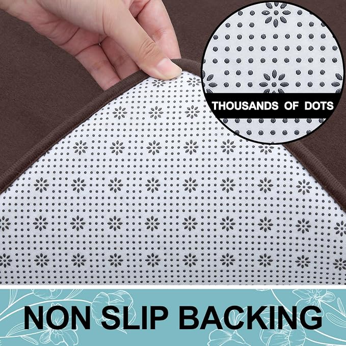 Smiry Memory Foam Bath Mat 30x20, Extra Soft and Absorbent Bathroom Mats, Non Slip Washable Carpet for Floor, Shower and Tub, Brown
