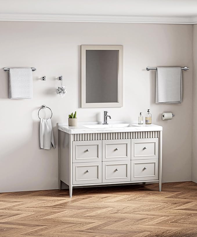 6 Pcs Chrome Bathroom Hardware Accessories Set SUS304 Stainless Steel Towel Rack and Toilet Paper Holder Set Towel Bar Set Wall Mounted by HOMEMYSTIQUE