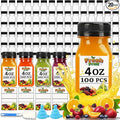 20PCS 4OZ Mini Plastic Juice Bottles with Caps, Clear Shot Bottles Reusable Containers with Labels, Funnel and Brush，Suitable for Juice Milk, Tea, Drinking, Smoothie Other Beverages (20, 4, ounces)