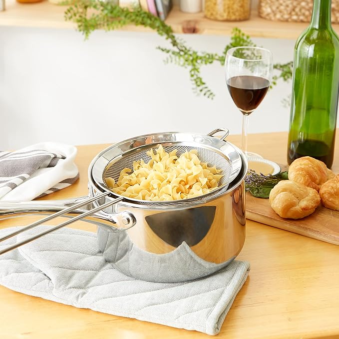 RSVP International Endurance Kitchen Collection, Stainless Steel Fine Mesh Conical Sieve/Colander, Multi-Purpose for Cooking, Baking, Loose Leaf Tea, Bar Strainer Cocktails, 7-Inch