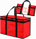 Insulated Food Bag, Portable Cooler Tote (2XL, Red, 1 Pack) | Large thermal bag, For cold & hot food, Soft sided cooler, Heavy duty carrier, Grocery shopping, Food delivery, Catering bag