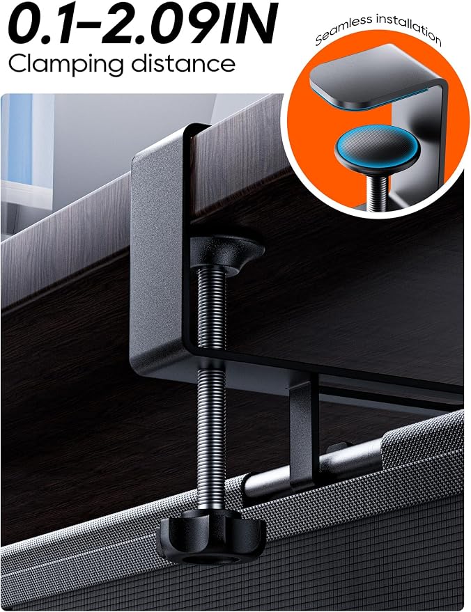 27" No Drill Under Desk Cable Management Tray (Black) | Fire-Resistant Thickened Nylon Material, Clip-on Cord Organizer to Hide Power Strip, Heat Dissipation Mesh Design, for Office