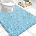 OLANLY Toilet Rugs U-Shaped 24x20, Extra Soft Absorbent Chenille Contour Bathroom Rugs for Toilet, Dry Quickly, Machine Washable, Non-Slip Bath Mat, Sky Blue