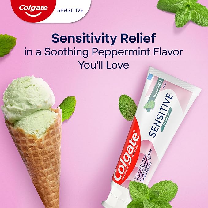 Colgate Sensitive Enamel Health Toothpaste for Sensitive Teeth, 24 Pack, Toothpaste with Fluoride and 5% Potassium Nitrate, Helps Prevent Bad Breath, Soothing Peppermint Flavor, 6 oz, 24 Pack