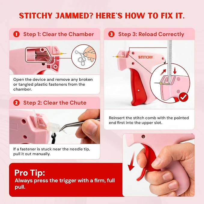 Stitchy No-Sew Hemming Tool- Easy, Portable, Professional-Grade Tagging Gun for Quick, Temporary Hems on Pants, Skirts, Dresses, and Sleeves