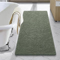 LOCHAS Luxury Bathroom Rug Shaggy Bath Mat 24 x 48 Inch, Sage Green | Washable Non Slip Bath Rugs for Bathroom Shower, Soft Plush Chenille Absorbent Carpets