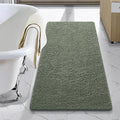 LOCHAS Luxury Bathroom Rug Shaggy Bath Mat 24 x 40 Inch, Sage Green | Washable Non Slip Bath Rugs for Bathroom Shower, Soft Plush Chenille Absorbent Carpets
