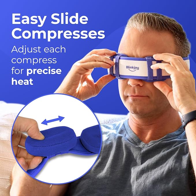 Blinkjoy Moist Heated Eye Mask for Dry Eyes – Microwavable Warm Compress with No-Pressure Eye Wells & Adjustable Strap – Reusable, for Blepharitis & Stye Relief