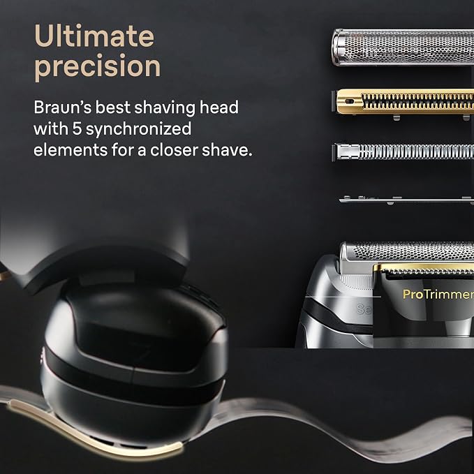 Braun Series 9 PRO+ Electric Razor for Men, 5 Pro Shave Elements & Precision Long Hair Trimmer, 6in1 SmartCare Center, Wet & Dry Electric Shaver for Smooth Skin with 60min Battery Runtime, 9567cc