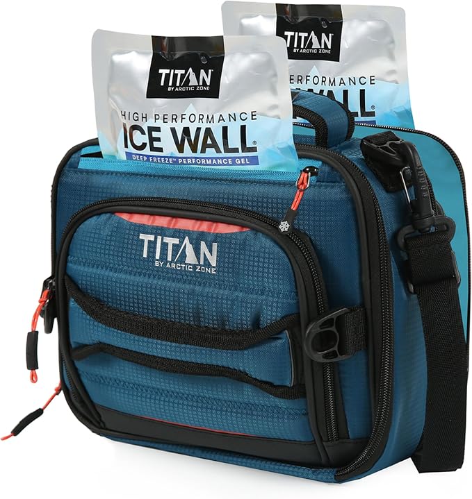 Titan High Performance Fridge Cold Expandable Insulated Lunch Box - Blue | Durable, insulated lunch bag with leak proof, easy clean lining, keeps food fridge cold up to 6 hours, for adults and kids