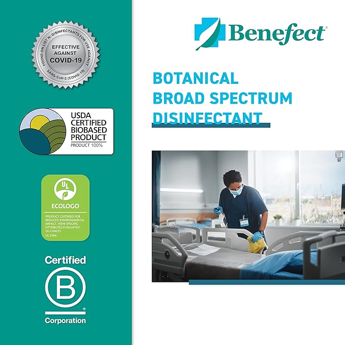 Benefect Botanical Broad Spectrum Disinfectant, 1 Gallon, Lemon & Spice Scent, Hospital Grade Disinfectant & Tuberculocide, Kills Over 99.99% of Germs, No Rinsing or Wiping Required