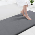 Smiry Memory Foam Bath Mat 47x24, Extra Soft and Absorbent Bathroom Mats, Non Slip Washable Carpet for Floor, Shower and Tub, Dark Grey